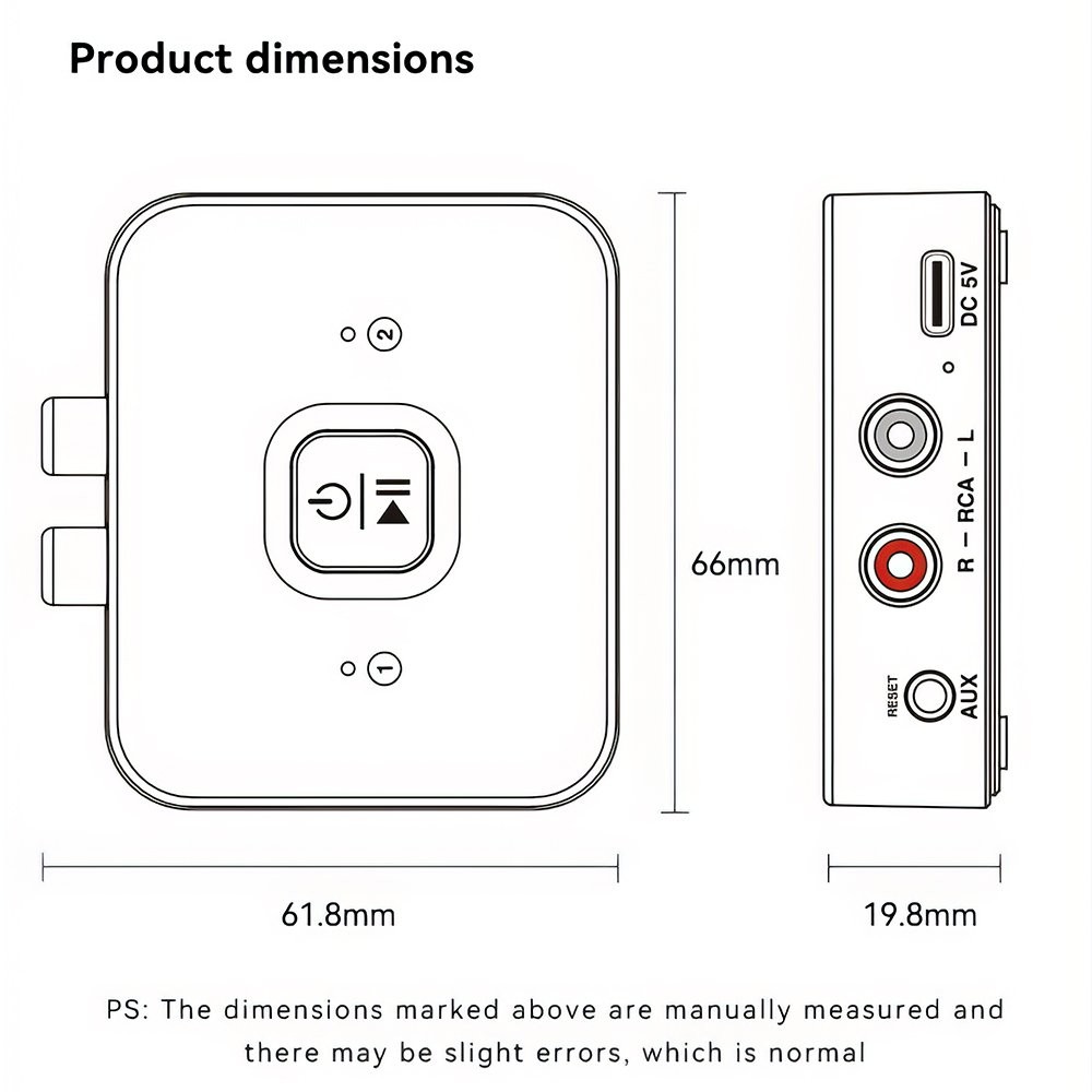 Bluetooth 6.0 Receiver Adapter -Wireless Audio Streaming for Home Stereo Speaker