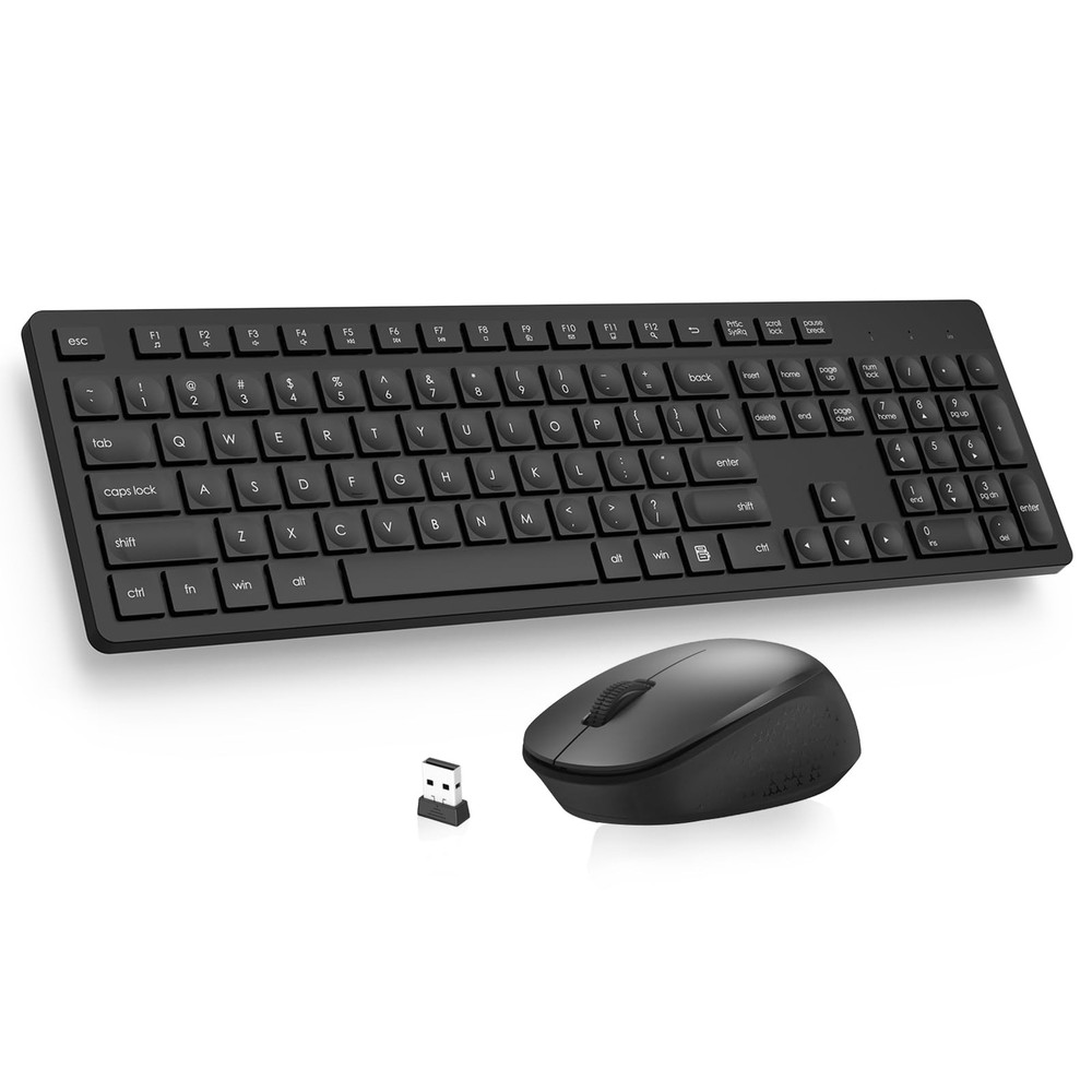 LeadsaiL Wireless Keyboard and Mouse Combo, Full-Sized Ergonomic Computer Keyboa
