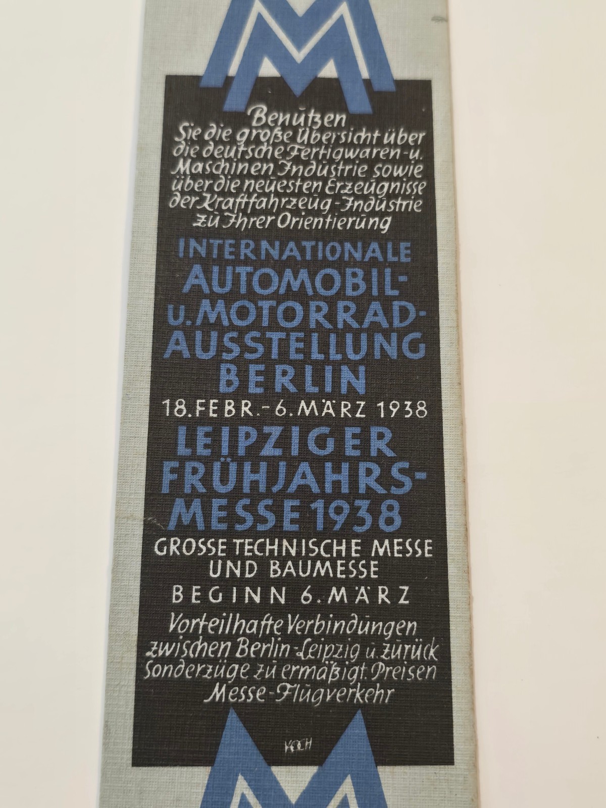 WWII German Third Reich Bookmark 1938 Leipzig Trade Fair Art Deco Book Mark