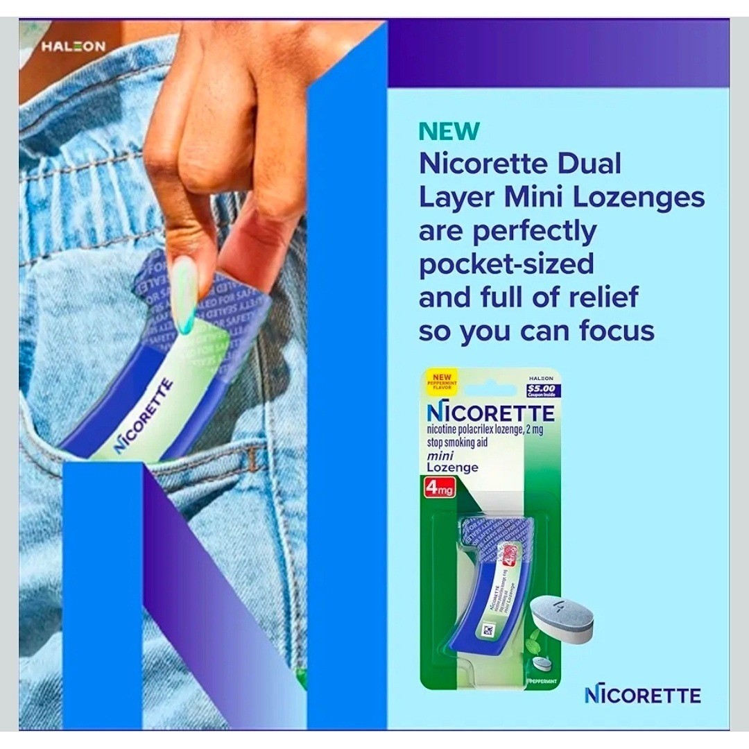 Nicorette Mini Lozenge 4mg Peppermint Cessation Aid New 101 Ct EXP 1/27