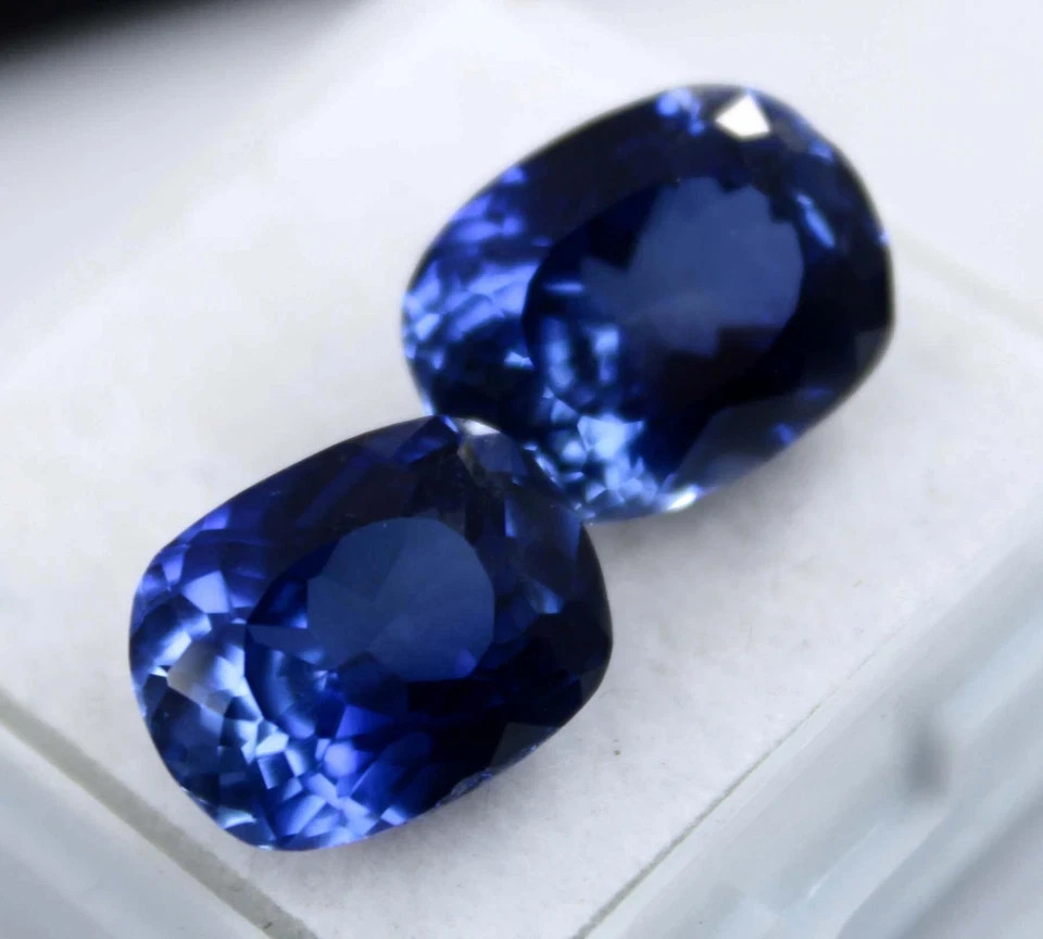 20 Ct Natural Kashmiri Blue Sapphire Cushion Certified Loose Gemstone Pair