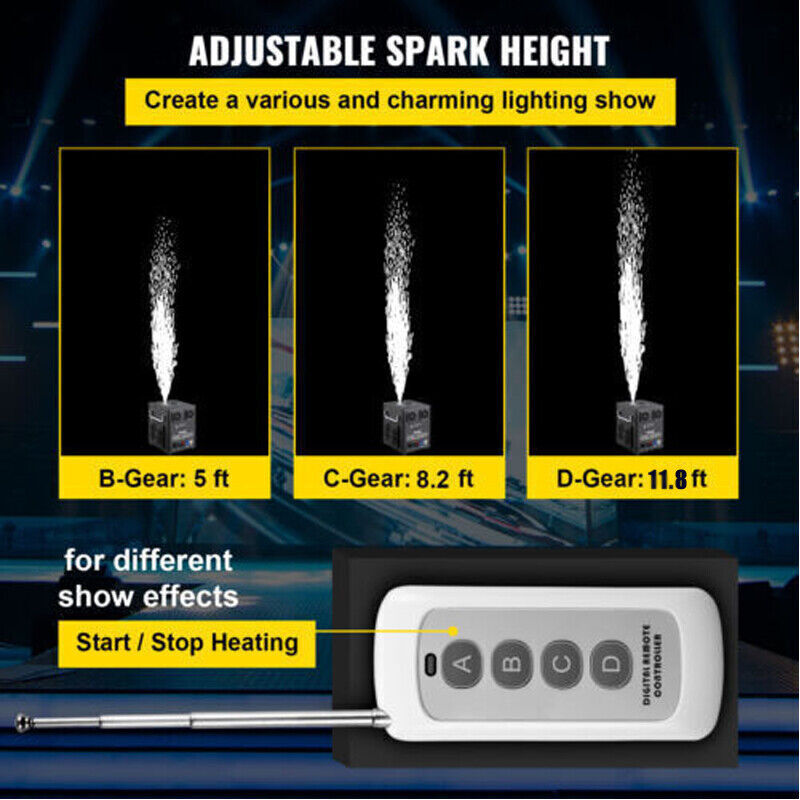 2Pcs Cold Spark Machine 700W DMX Stage Firework DJ Party Effect Machine w/ Case
