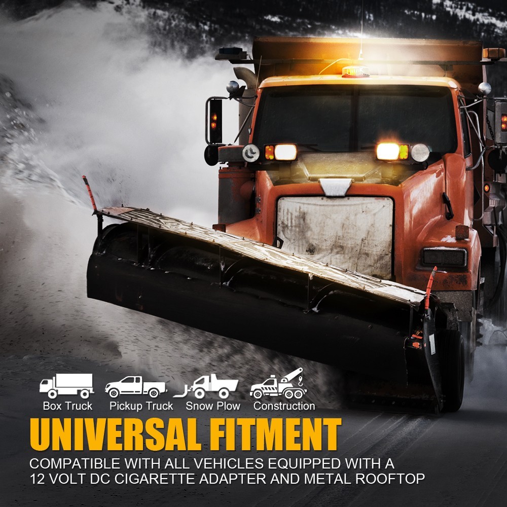 Amber White 24 LED Rooftop Flash Strobe Light Emergency Beacon 14 Flash Pattern