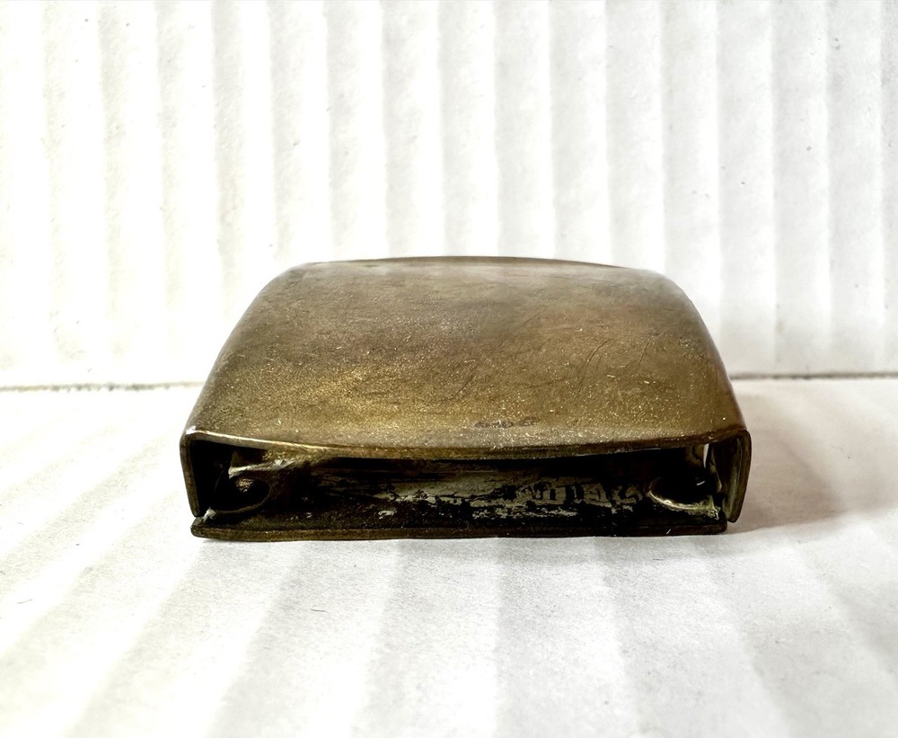Vtg US Military Solid Brass Belt Buckle History Collector