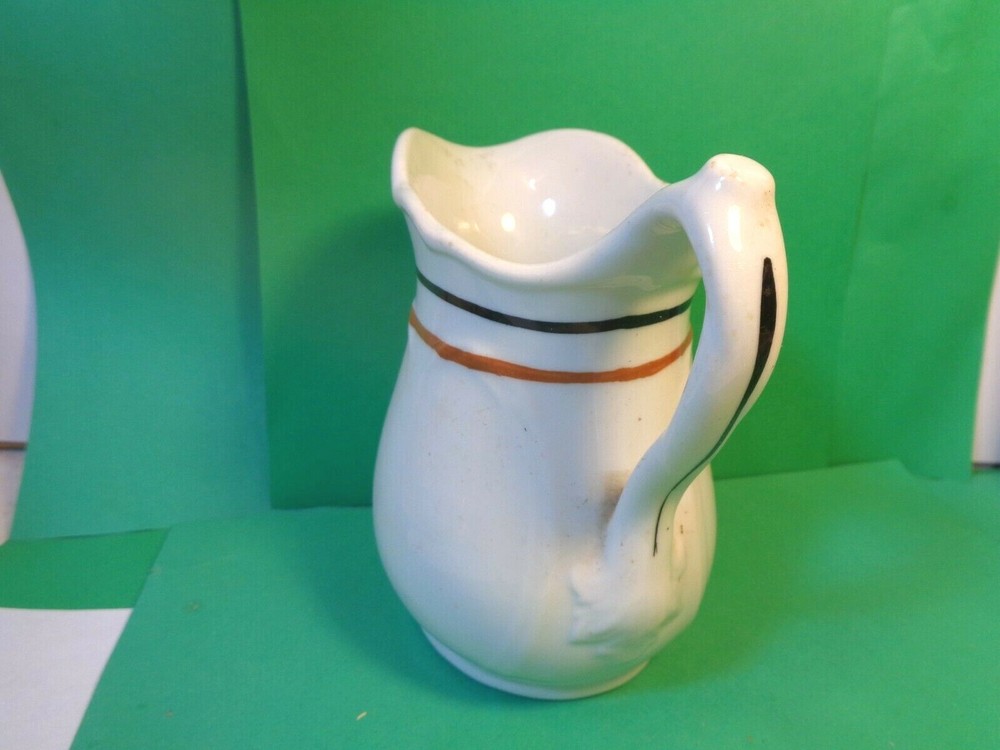 Sterling 5 3/8" Pitcher, Black & Brown Ring Pattern, E. Liverpool (Used/EUC)