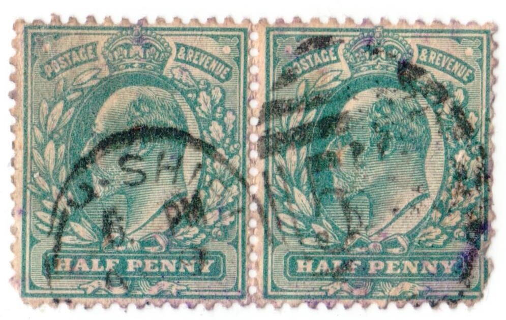 1902 GREAT BRITAIN  SC 127 HORIZONTAL PAIR USED