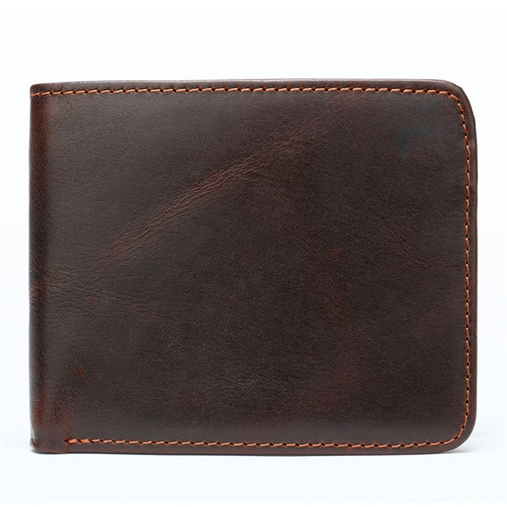 Mens Leather Bifold Wallet RFID Blocking Vertical Horizontal Brown