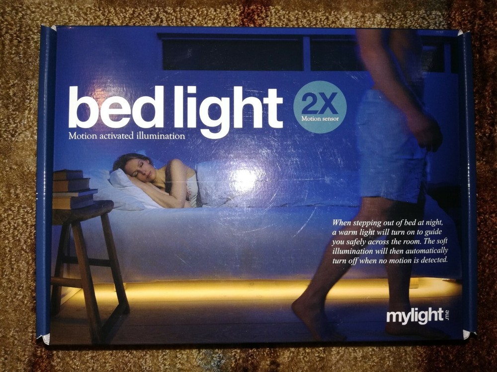 Bed Light Motion Activated Two LED Flex Strips e3light Open Box Contents Sealed