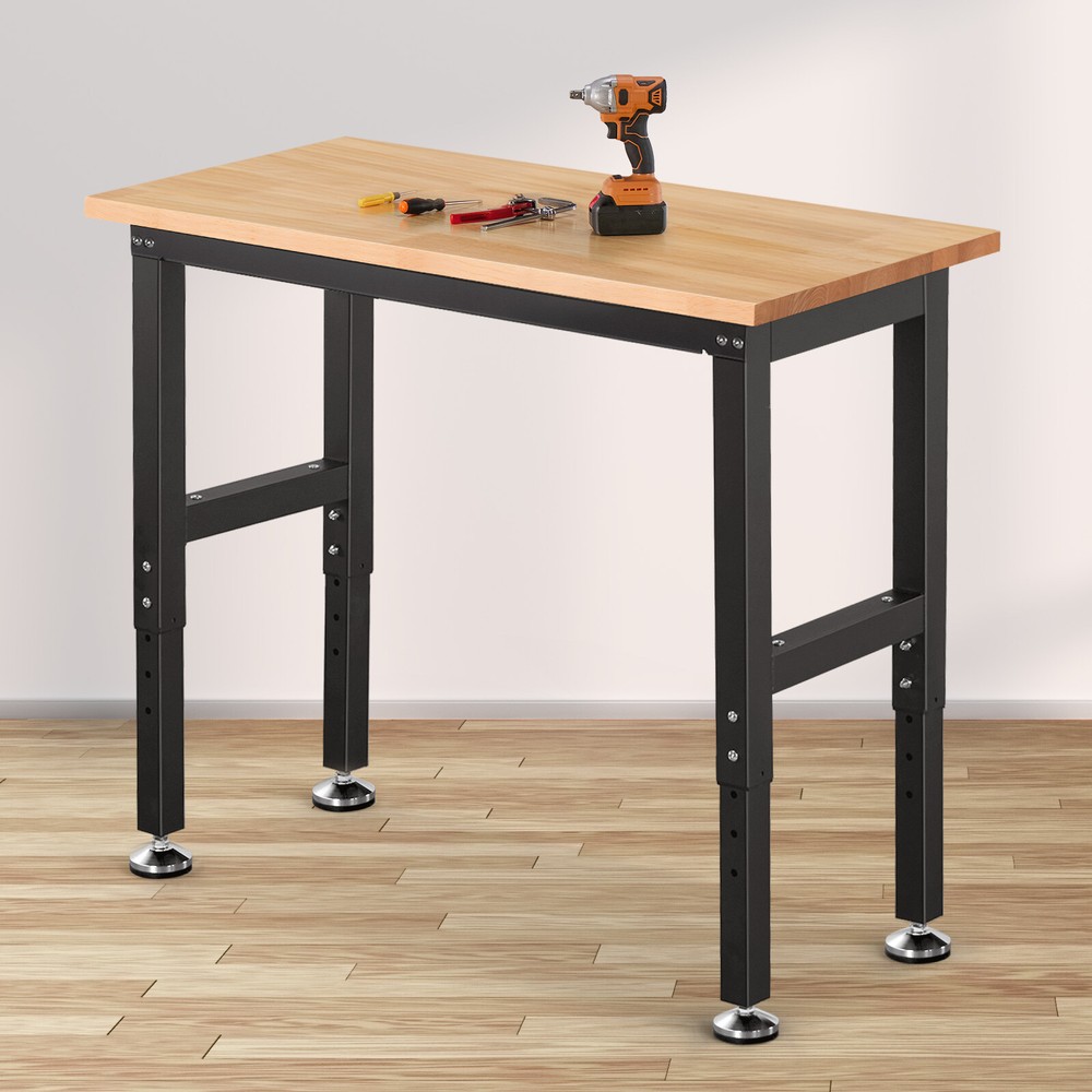 Workbench for Garage 41In Work Bench Table Adjustable Height Rubberwood