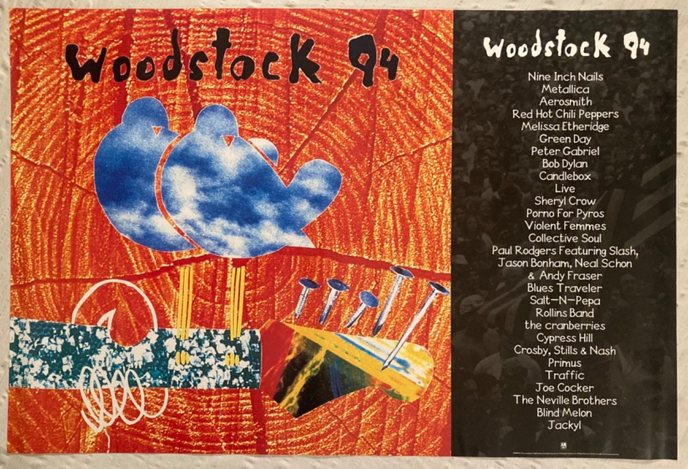 Woodstock 94 Promo Poster 1994 Metallica Green Day Red Hot Chili Peppers NIN