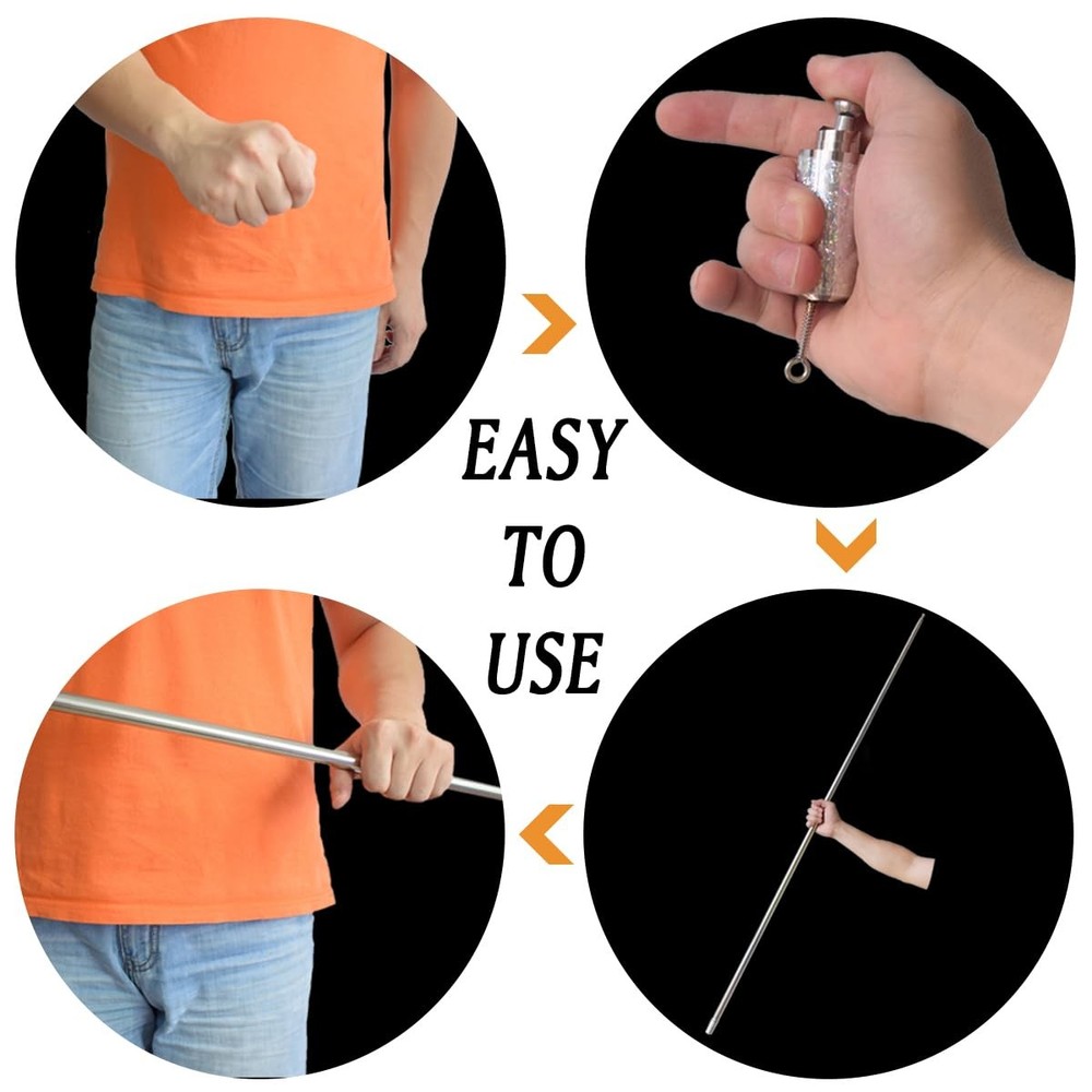 Professional Silver Magic Cane with Quick-Action Spring Switch & Gloves Included