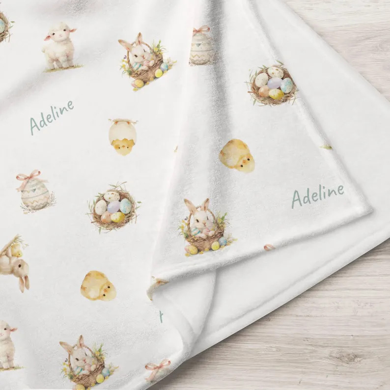 Personalized Easter Blanket Adorable Custom Kids Baby