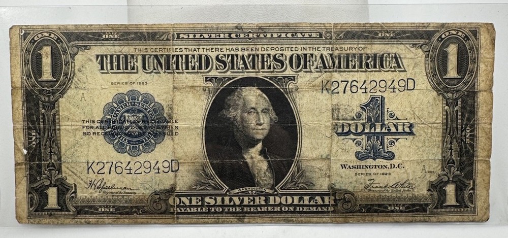 1923 $1 Silver Certificate Horseblanket Large Size Note