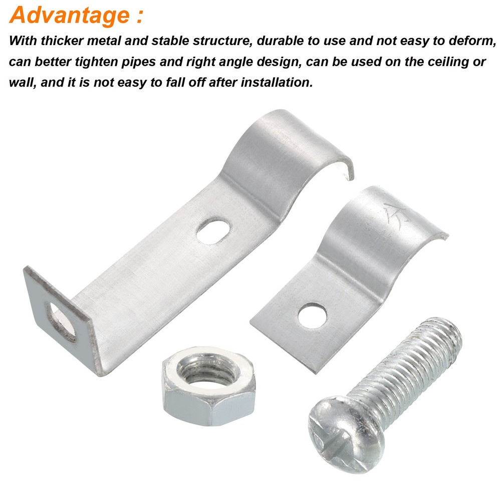 L Shaped Standoff Pipe Clamp Strap Right Angle Pipe Support 80mm Fit 3/4" Pipe