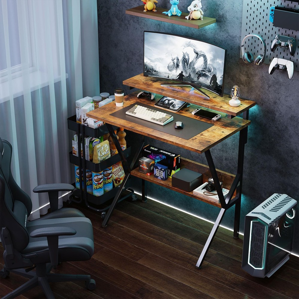 Small Desk, 27.5 Inch Small Computer Desk for Small Spaces, Computer Desk wit...