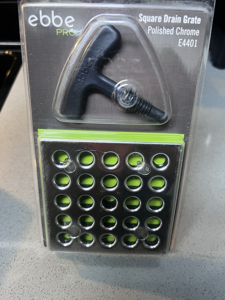 Ebbe E4400 Drain Riser with Plug + Ebbe Pro E4404 Square Drain Cover Brushed Nic