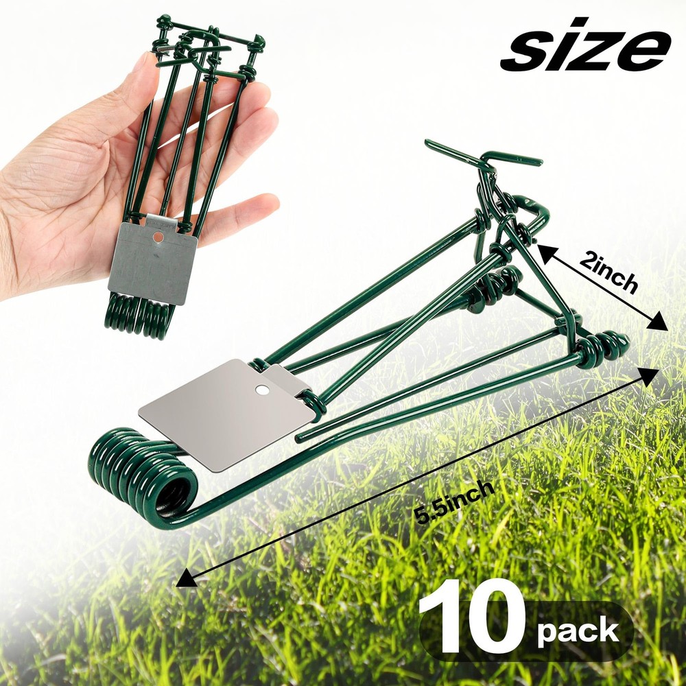 10 Pack Gopher Traps Reusable Metal Gopher Trap, Easy Set Weather Proof Mole...