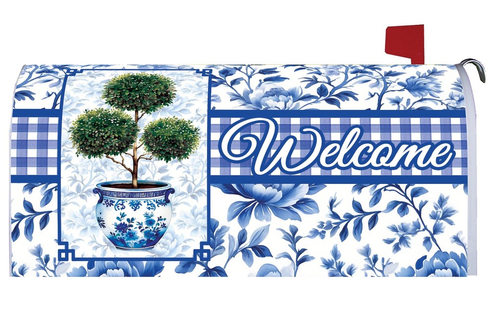 Chinoiserie Topiary Oversized Mailbox Cover