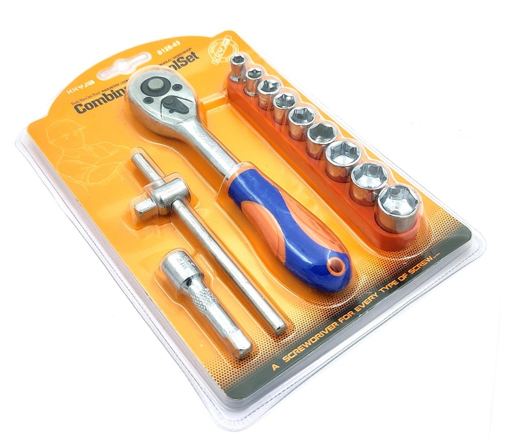3/8" Inch Drive Extendable Ratchet socket wrench set with 9 Pcs Hex Drive Socket