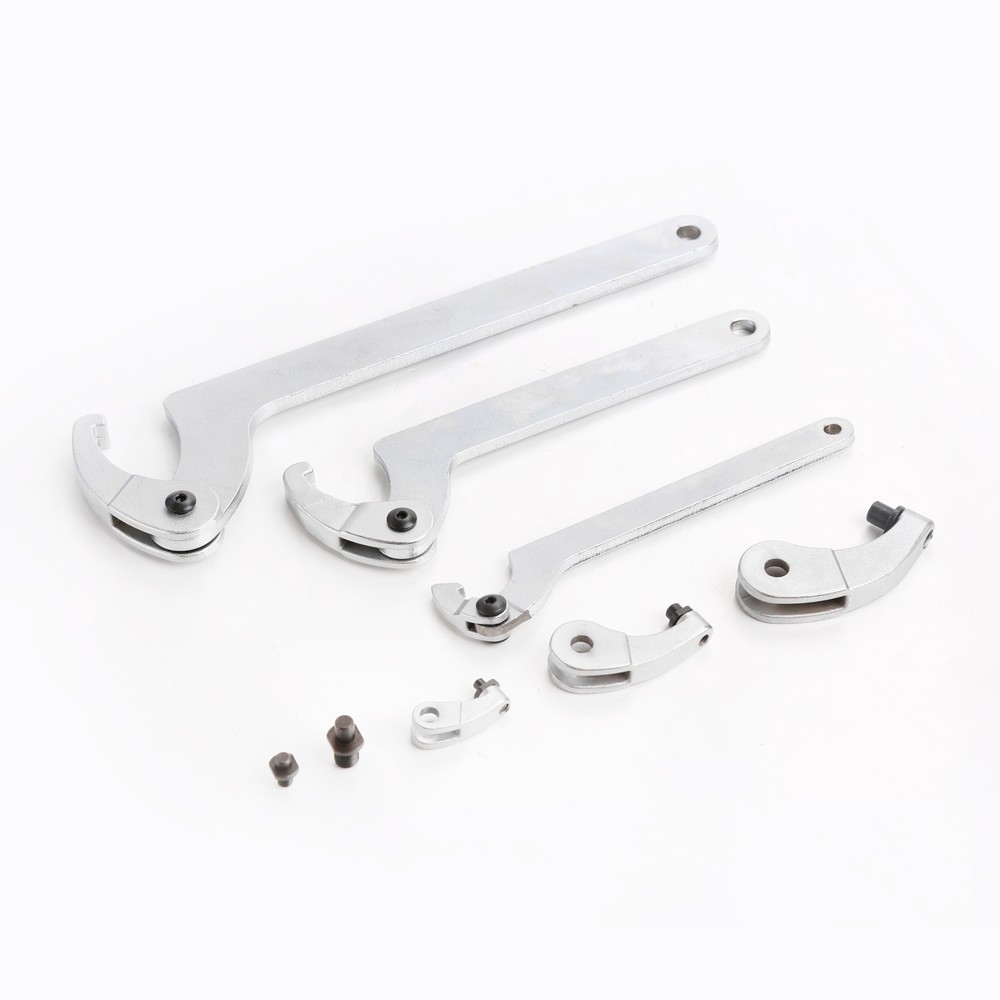 Hook And Pin Wrench Spanner Tool With C Spanner 6pc Adjustable Set 35 - 120mm