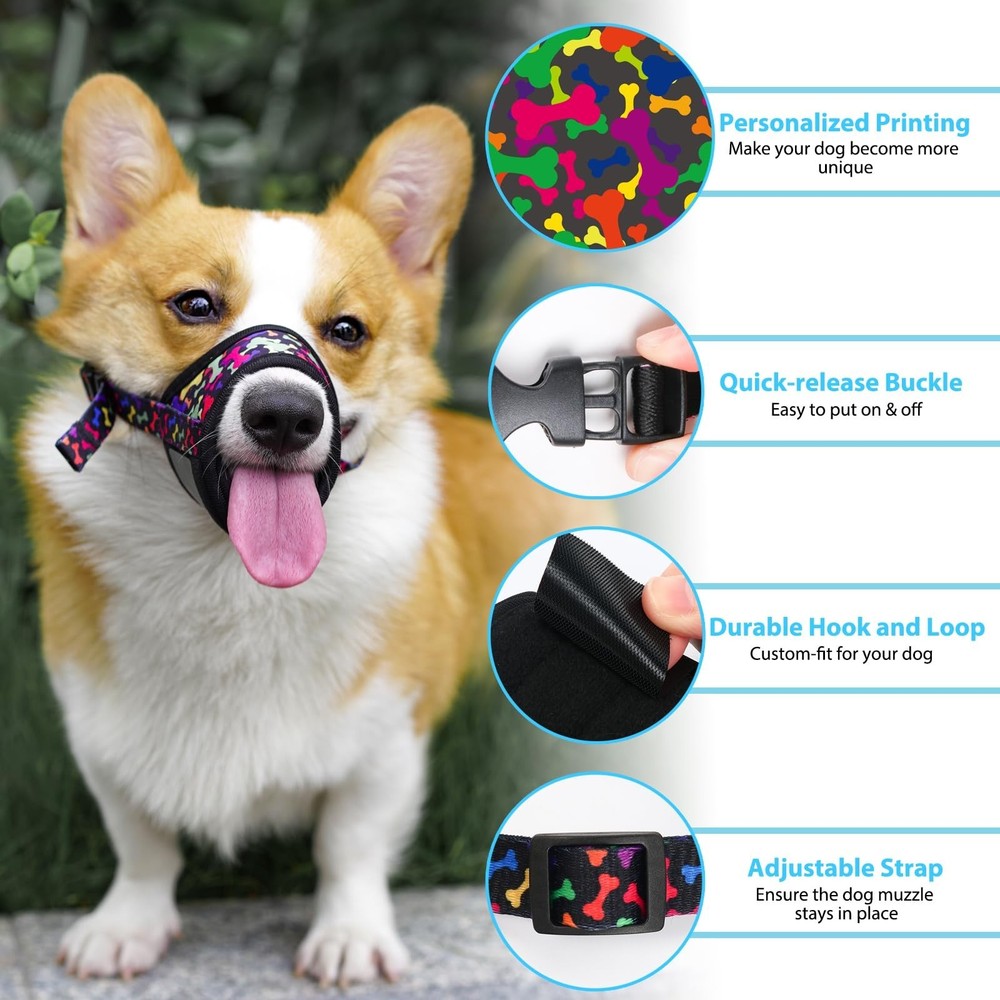 LUCKYPAW Dog Muzzle Anti Biting Barking and Chewing with Comfortable Mesh Sof...