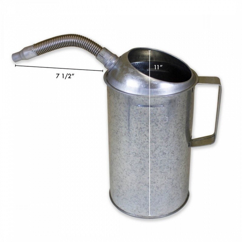 Heavy Duty 4 Quart Galvanized Measuring Can W/ Flexible Spout Stackable Funnel