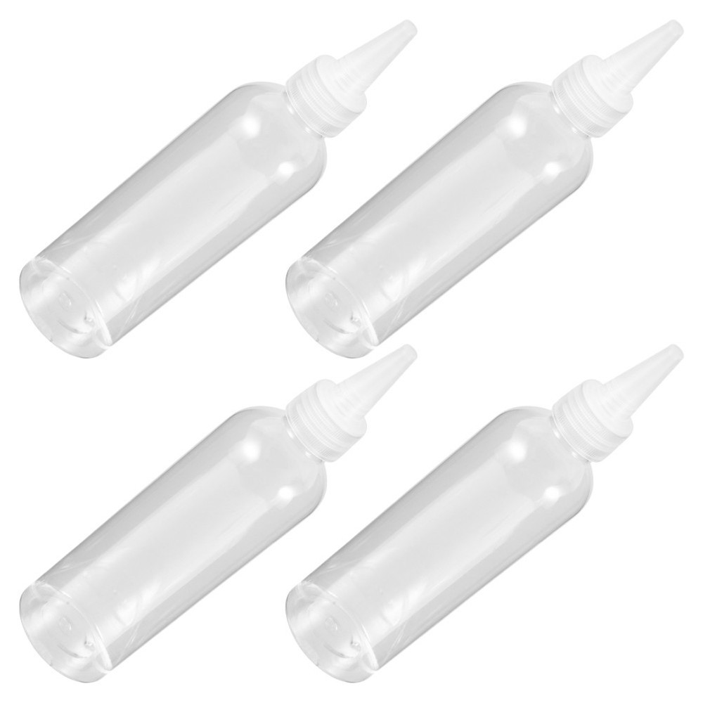 4 Pcs 200 Ml Clear Plastic Squeeze Bottles with Fine Tips for Glue Dispensing