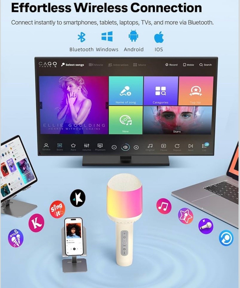 Wireless Bluetooth Karaoke Microphone with Dynamic Lights