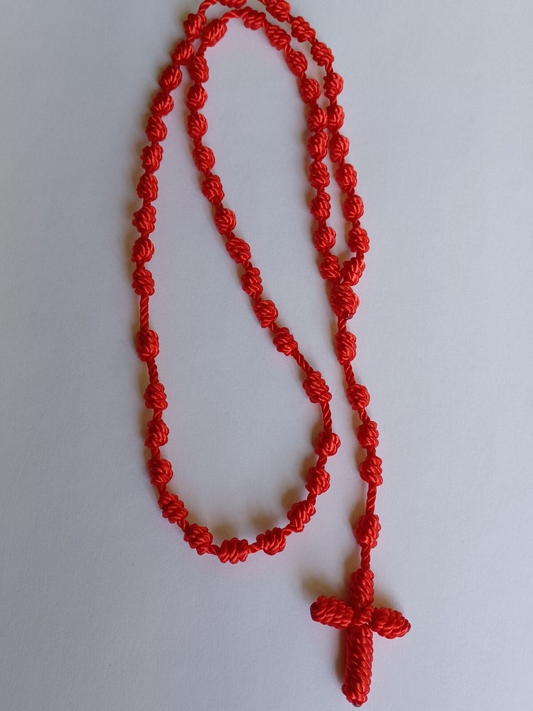 Nylon Rosary Knotted Cord Red