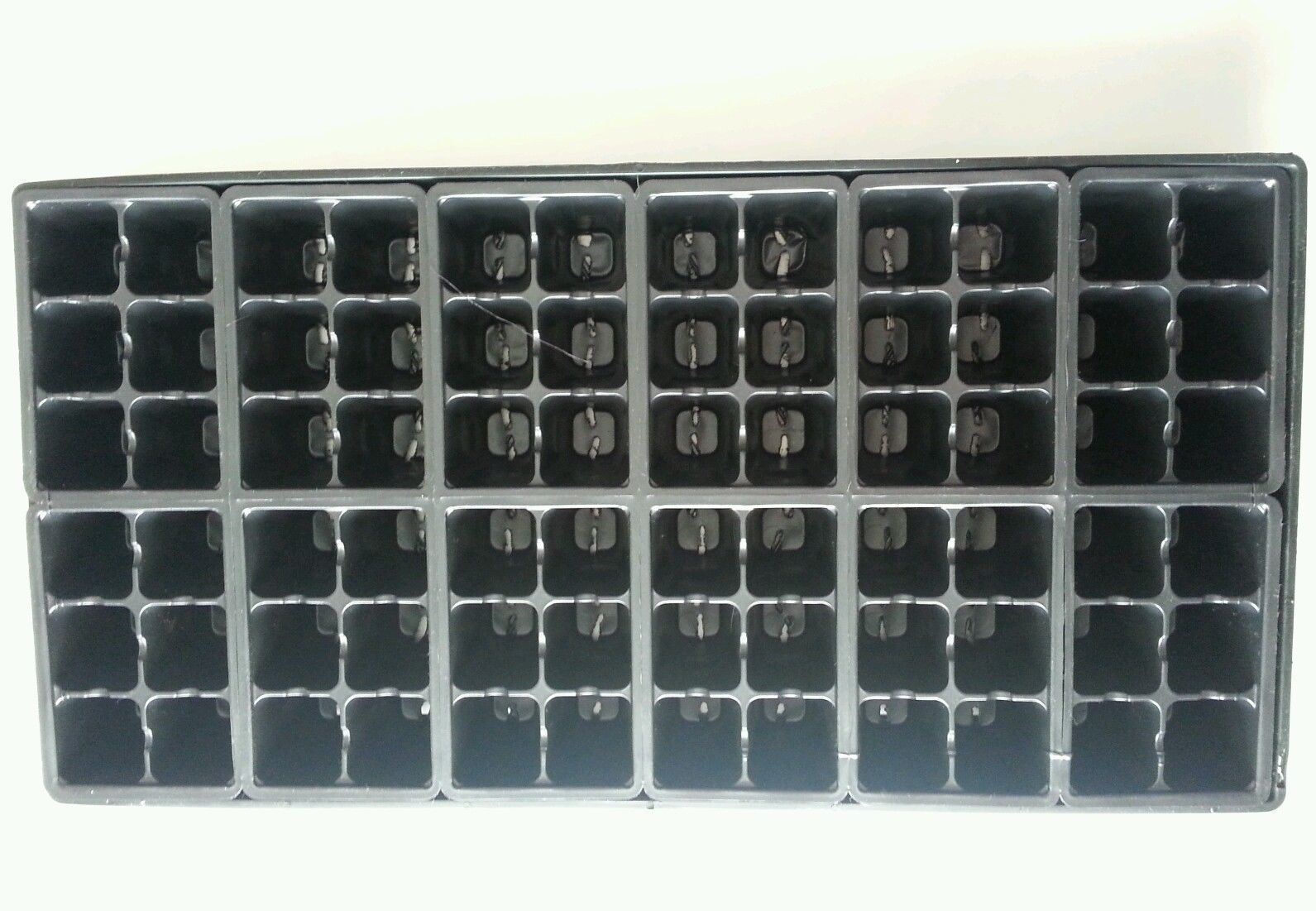 Set of 10 SOLID TRAYS AND 720 Cells Seedling Starting 10 Inserts Black 1206