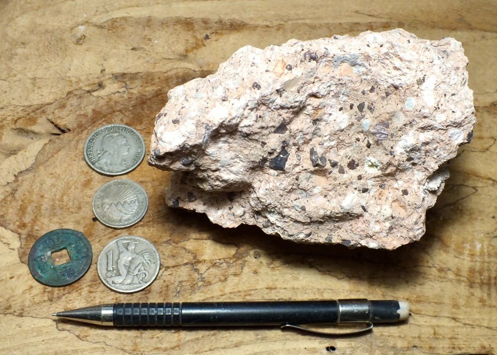 tuff breccia - welded volcanic ash with angular clasts - hand/display specimen