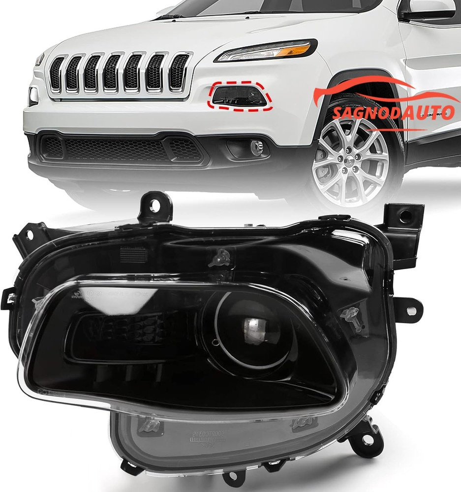 Headlight Compatible with 2014-2018 Jeep Cherokee Left Driver Side