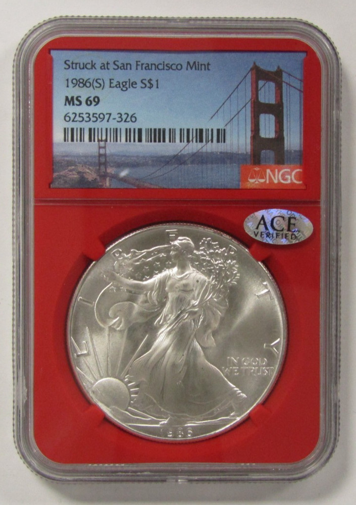1986 S American Silver Eagle NGC MS 69