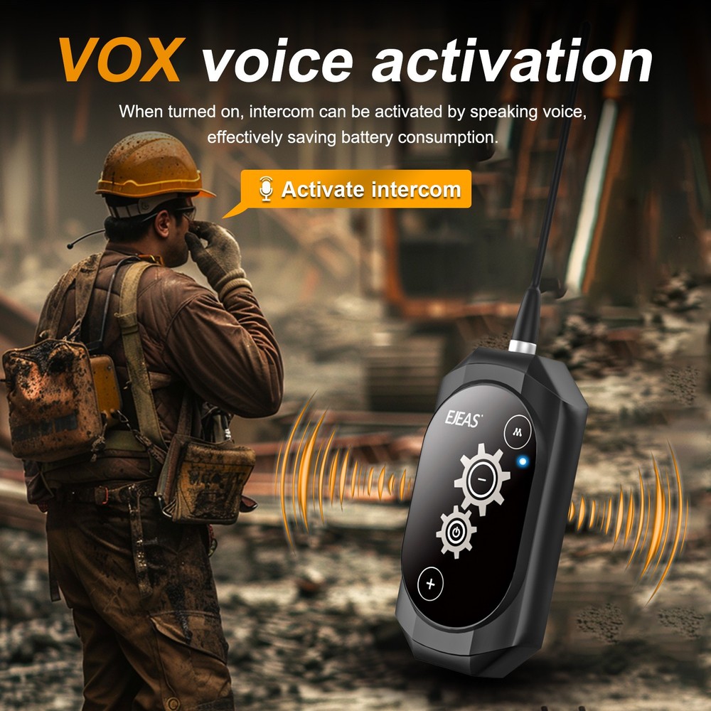 Full Deplux Mesh Digital Industrial Bluetooth Intercom Headset for 2 Users