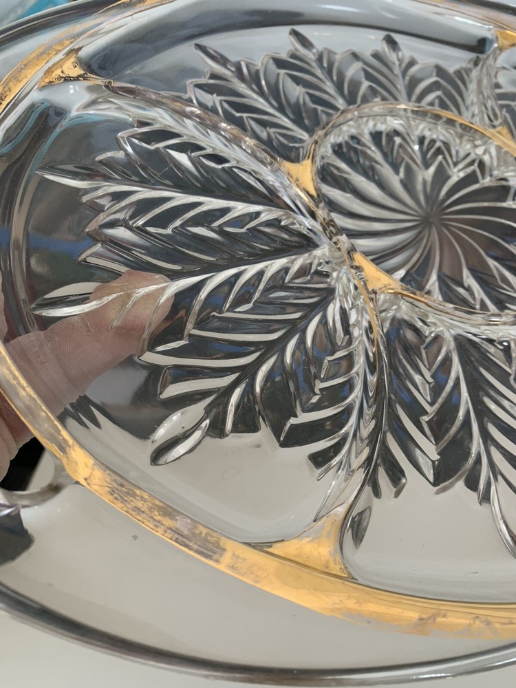 vintage glass Serving tray ox74