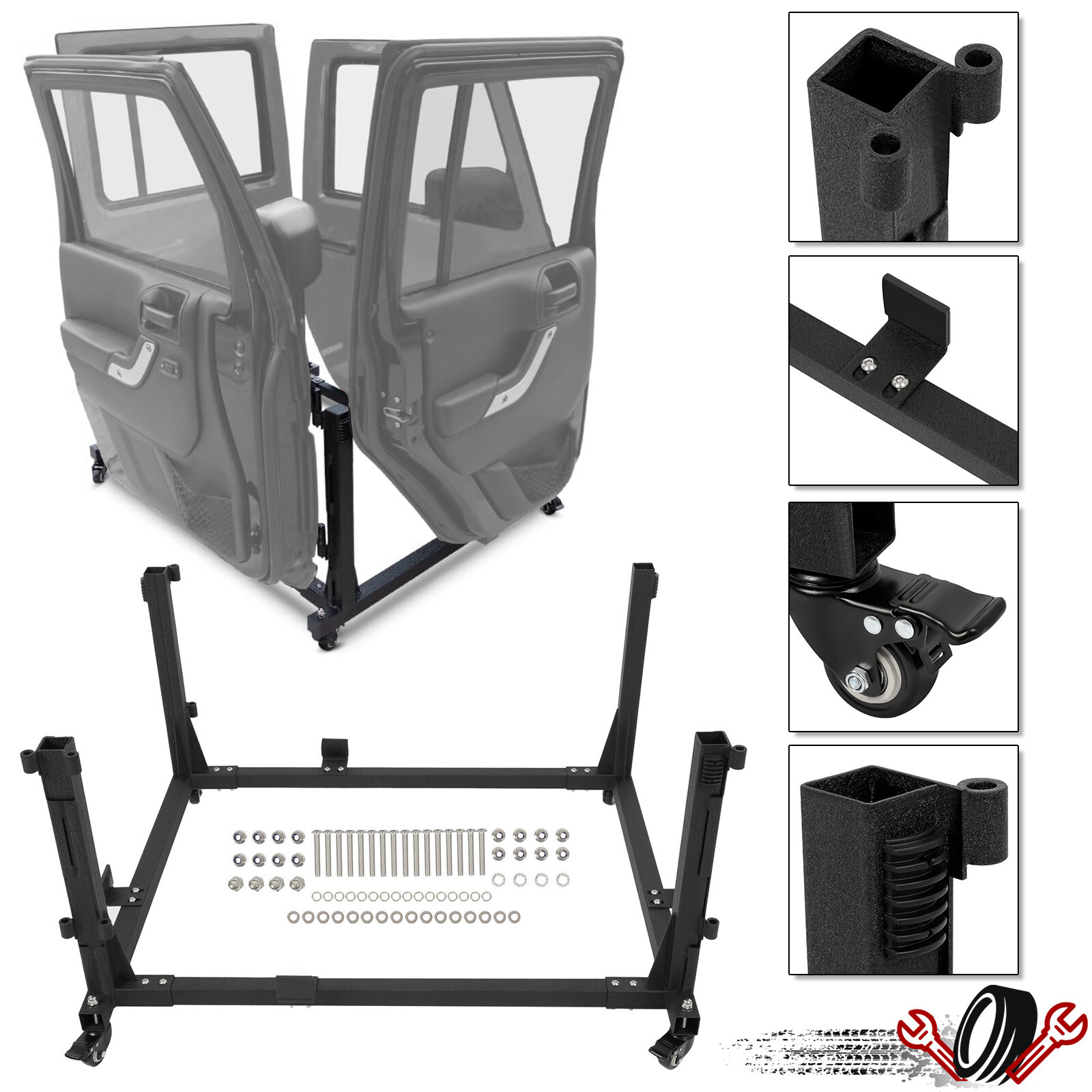 Door Hanger Storage Rack Movable Cart For 1987-2024 Jeep Wrangler TJ JK JL JT