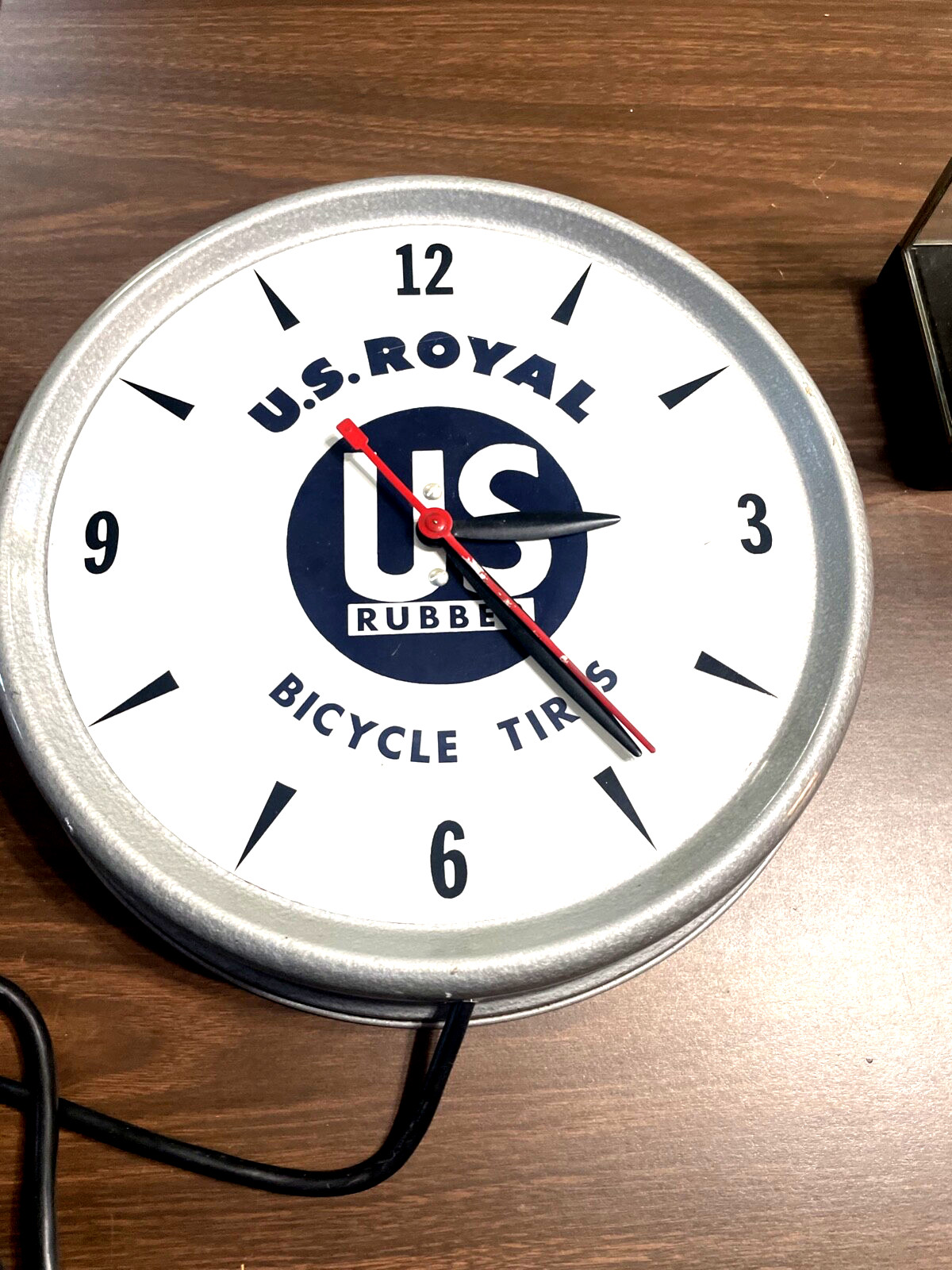 Vintage Clock U.S. Royal Bicycle Tires Clock, 60s Era Runs Perfect Inv #DD0157