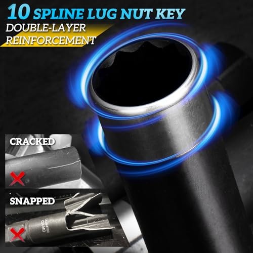 10 Spline Lug Nut Socket,Nut Socket Compatible with Bimecc 10-Spline 3 Pieces