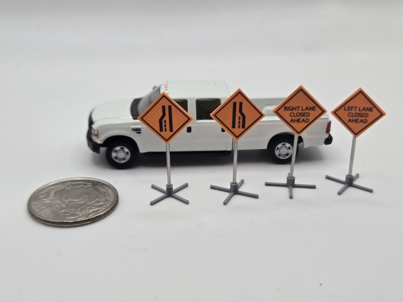 1/87 Scale Caution Lane Closed Signs *Set of 4*