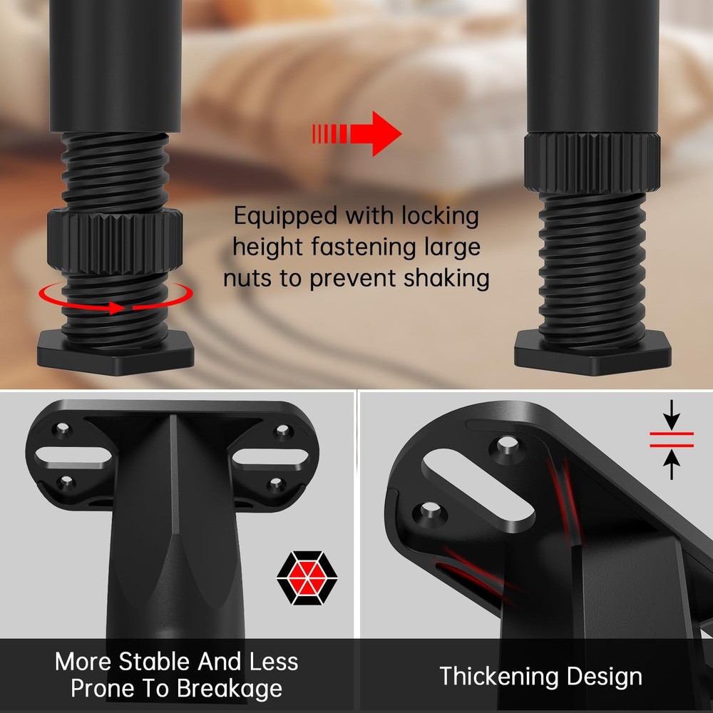4PCS Adjustable Bed Frame Support Legs (5.1"-8.3"), Frame Center Slats Heavy ...
