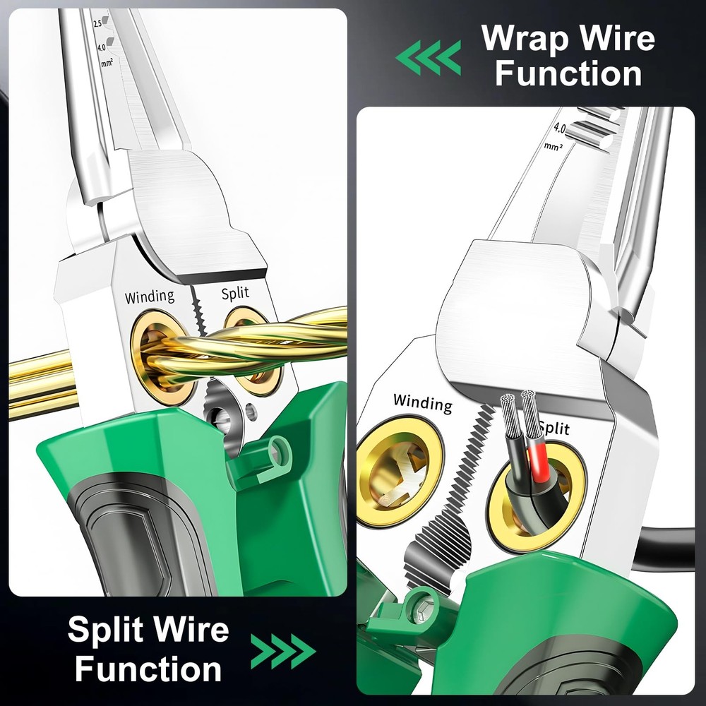 8 in 1 Wire Stripping Pliers with Voltage Tester, Multi-function Green