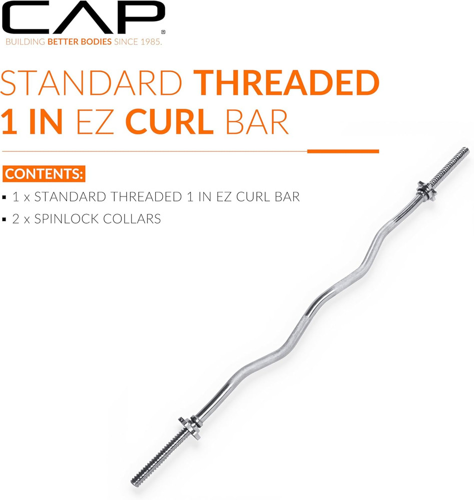 Cap Barbell 47-Inch Standard Threaded Solid Easy Curl Bar