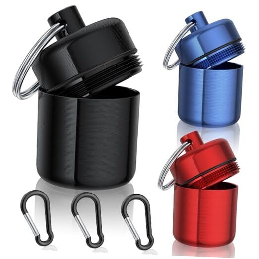 Small Pill Case, (3 Pack) Keychain Pill Holder with Strong Multicolor
