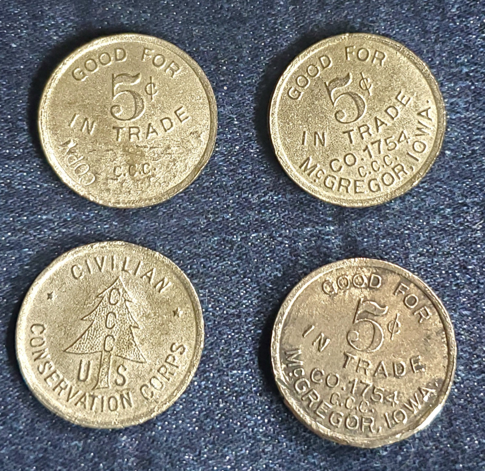 C.C.C., Civilian Conservation Corps Canteen token