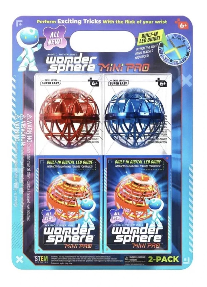 Wonder Sphere Mini Pro Magic Hover Ball 2Pack LED USB NEW
