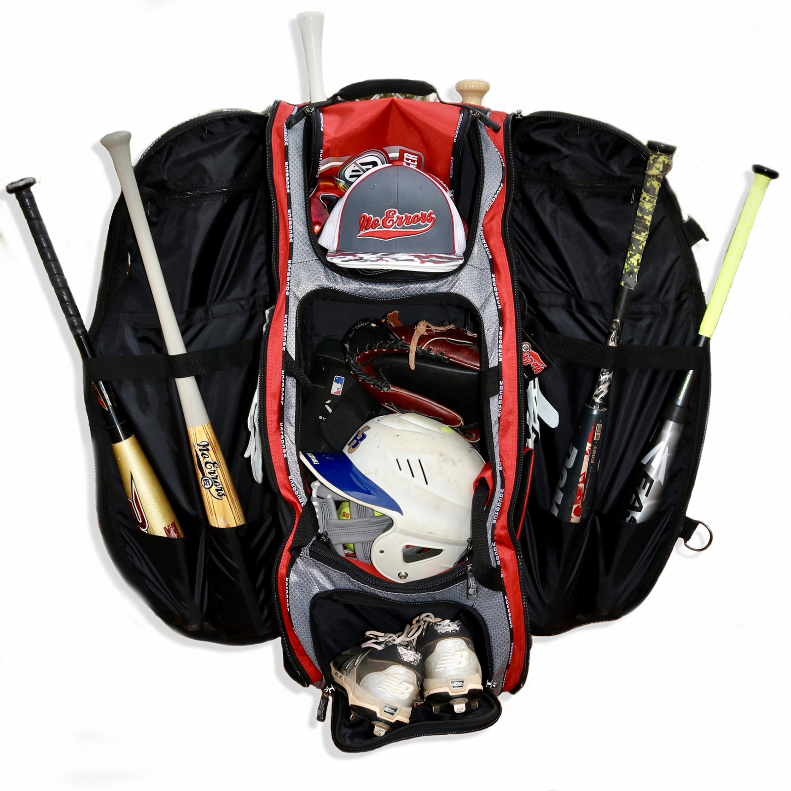 No Error Sports Dinger Baseball Bat Bag with Wheels -15 pocket baseball gear bag