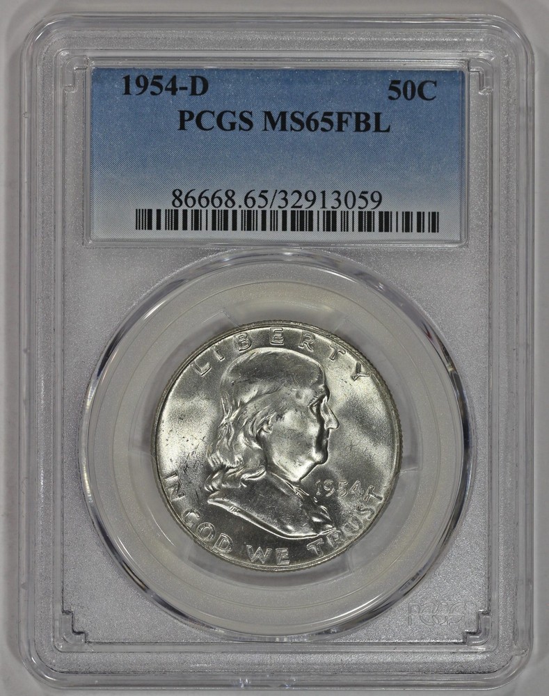 1954-D 50c Silver Franklin Half Dollar PCGS MS65FBL Full Bell Lines
