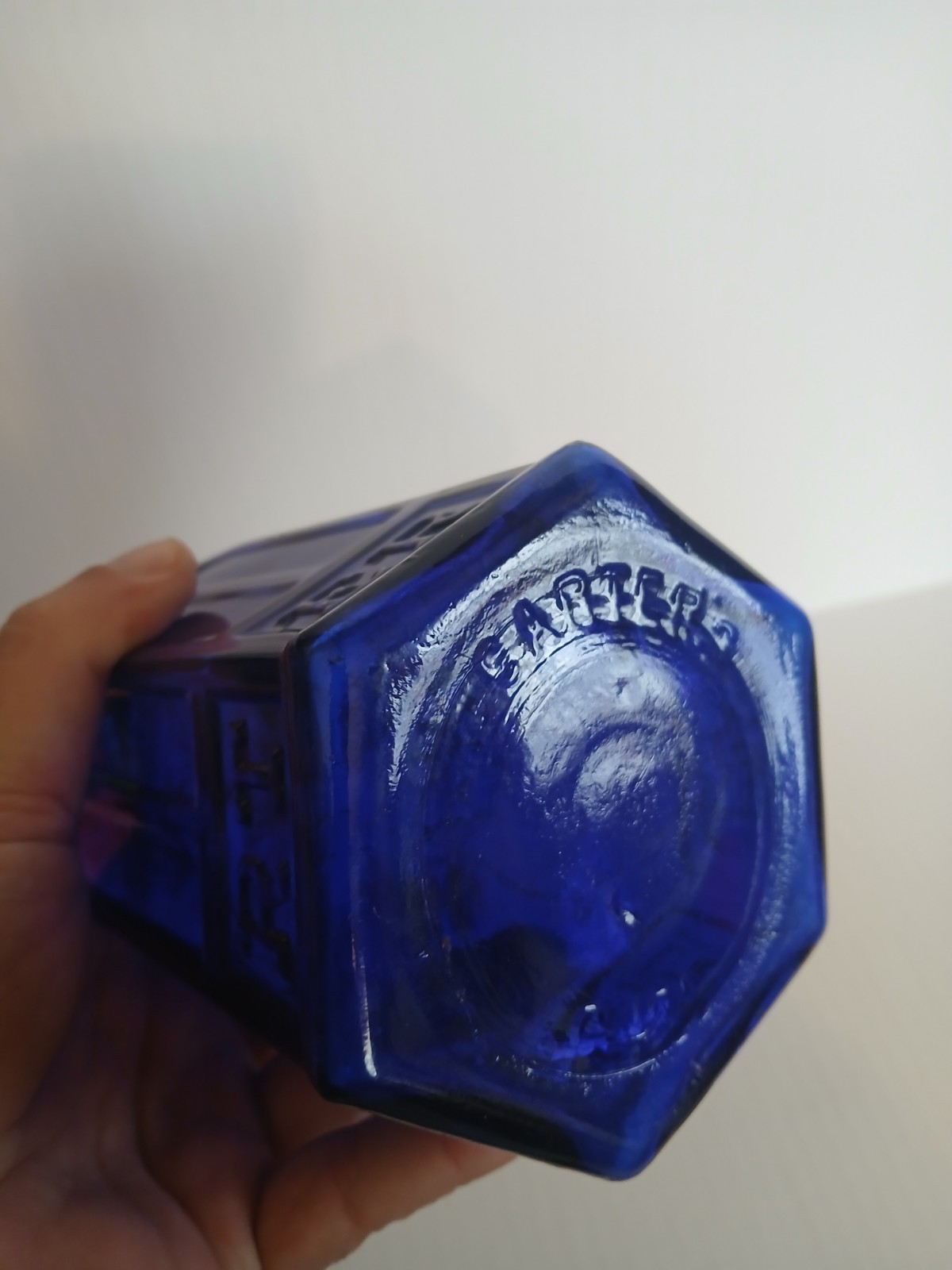 ANTIQUE 9.75" CARTER'S CATHEDRAL MASTER INK BOTTLE, Cobalt Blue Glass, 1920s Era