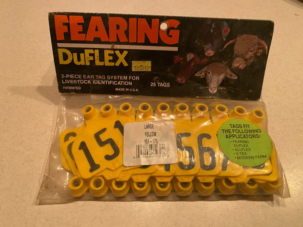 Fearing Duflex Large Yellow Tags 151-175 Livestock Panel Cattle Allflex NO BACKS