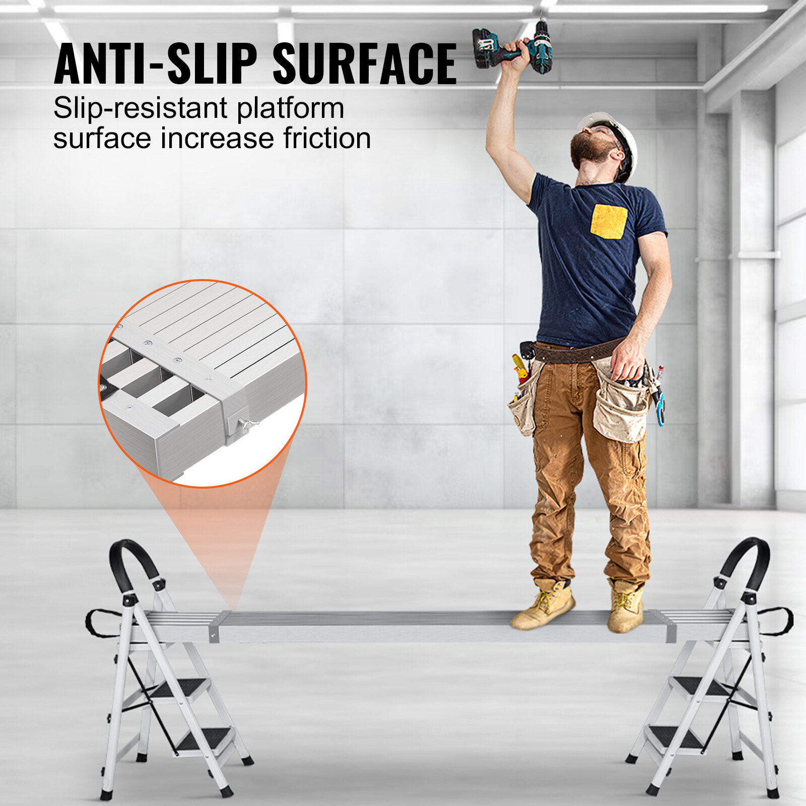 VEVOR Aluminum Work Plank Telescoping 8-13 ft 500 lb Capacity Scaffold Plank